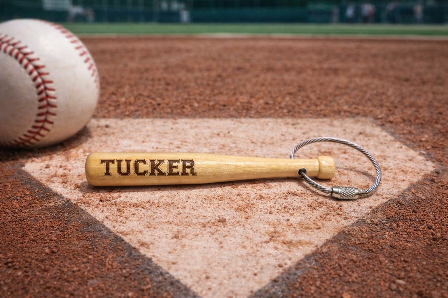 Customer Engraved Baseball Bat Bag Tag - 6" Personalized Bat Zipper Pull
