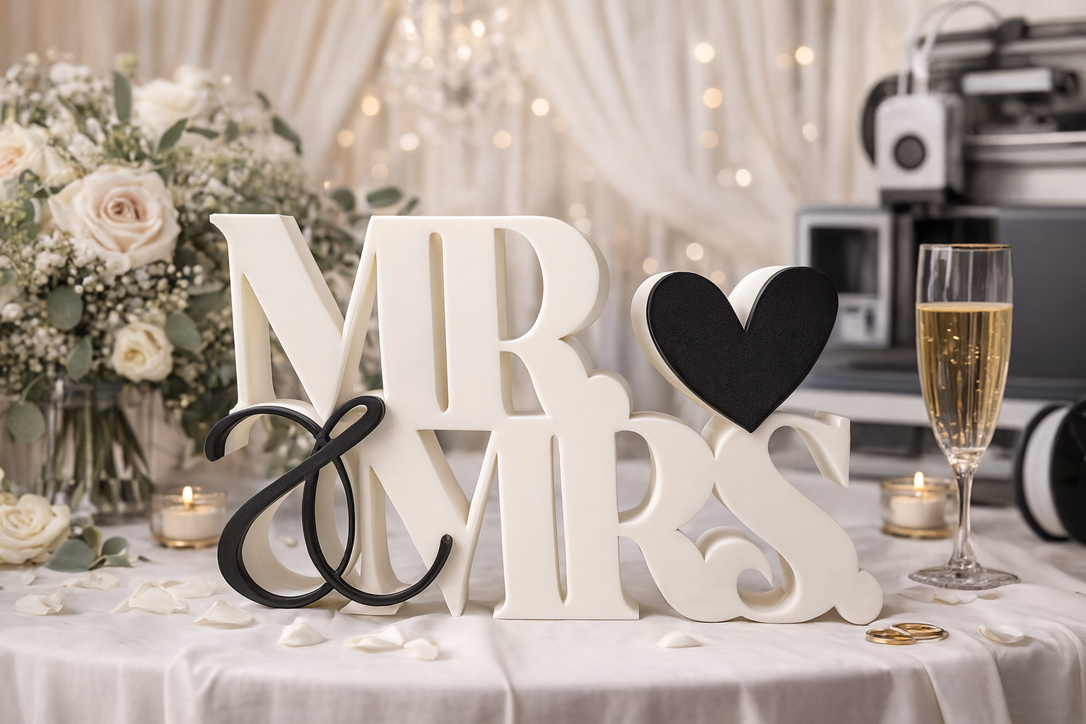 3D Printed Wedding Table Decoration | Mr. & Mrs., Mr. & Mr., Mrs. & Mrs.