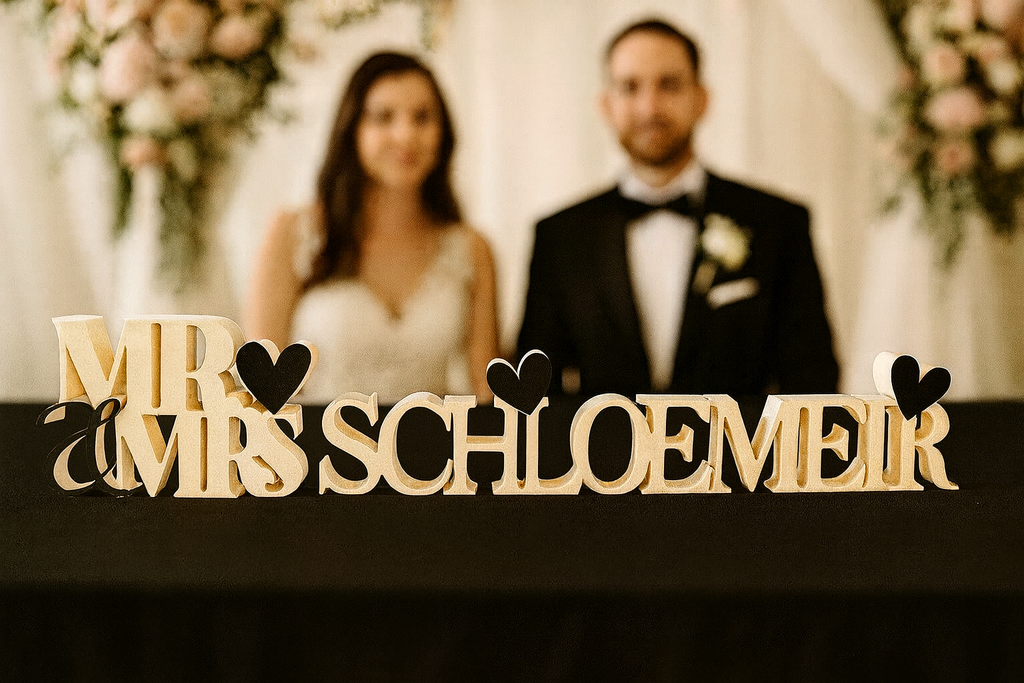 Custom Last Name Wedding Table Decoration | 3D Printed Centerpiece