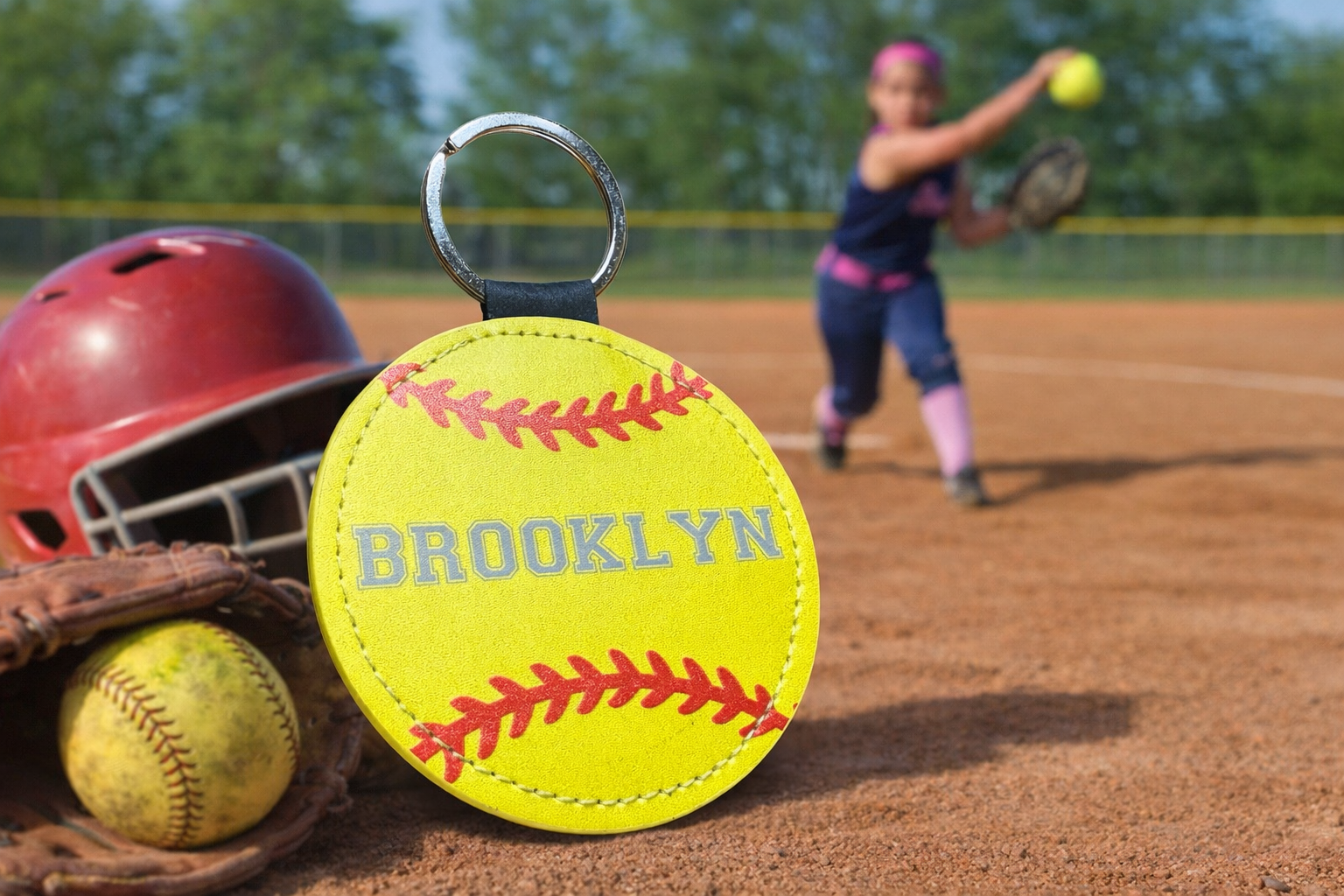 Personalized Girls Fastpitch Softball Bag Tag | Custom Name | 3" Diameter