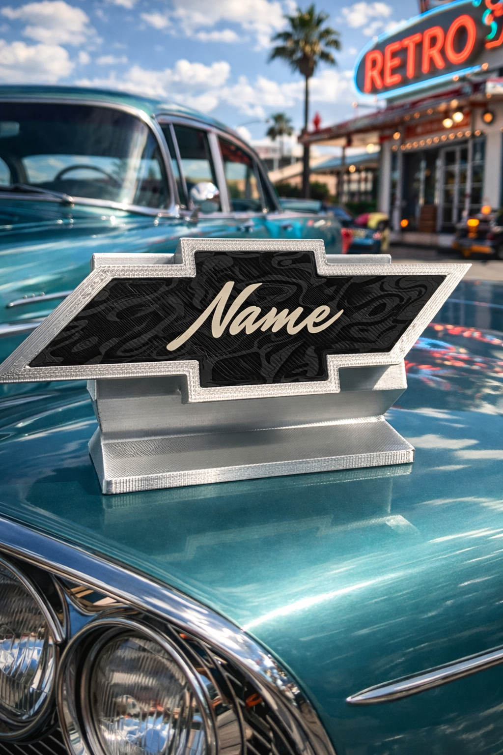 3D Printed Chevy Bowtie Business Card Holder | Optional Personalized Name