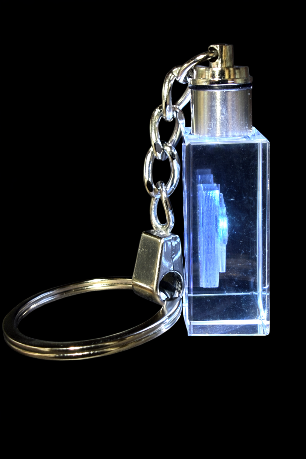 Personalized Laser Engraved Crystal Light-Up Keychain
