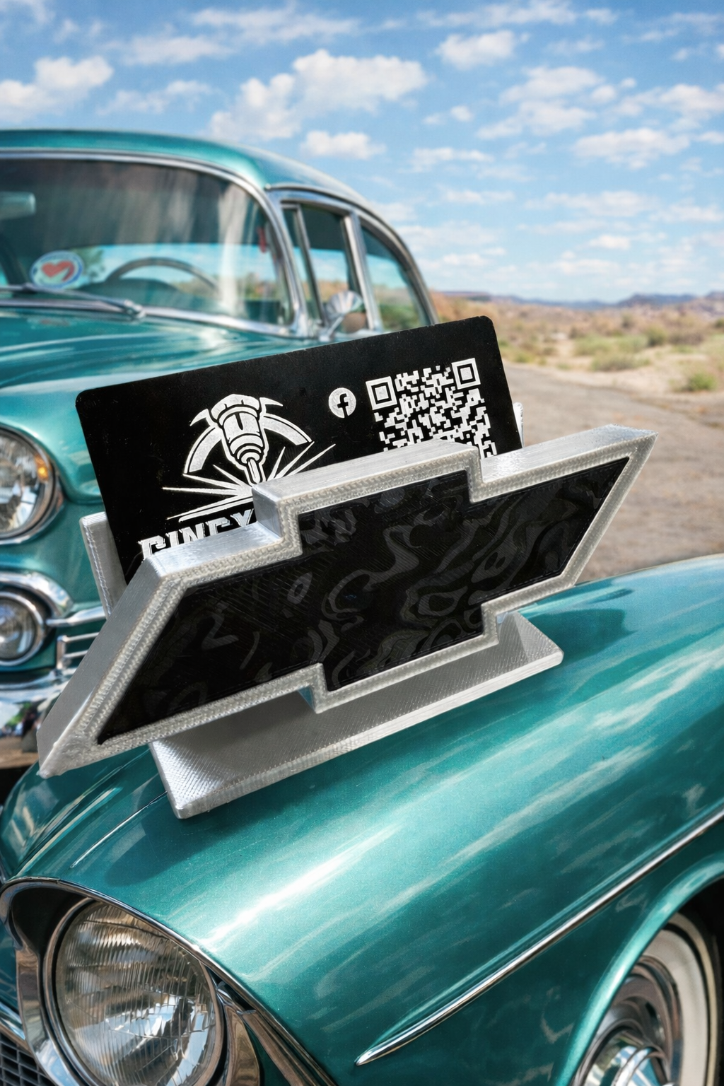 3D Printed Chevy Bowtie Business Card Holder | Optional Personalized Name