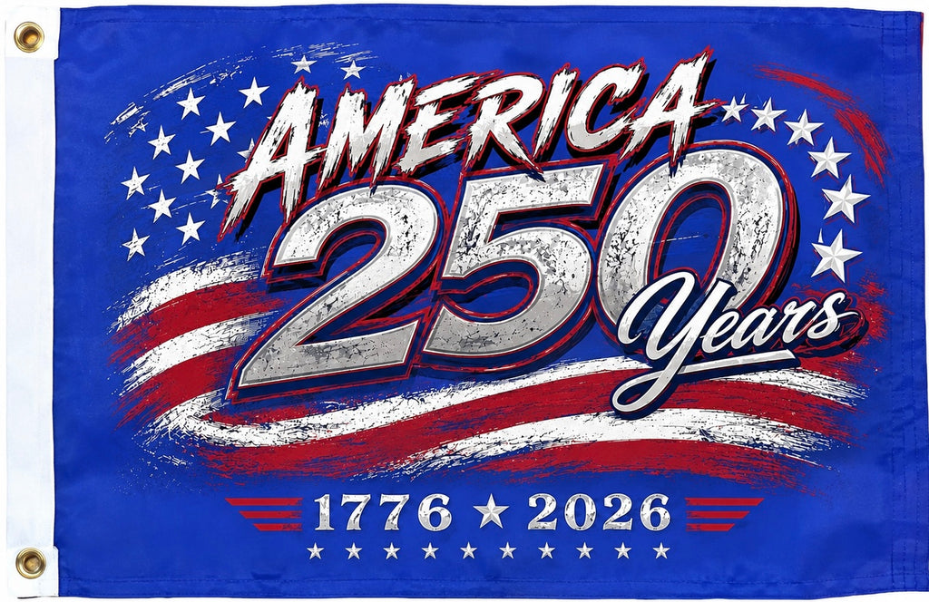 America 250th Boat & Camper Flag – 12" x 18" Double-Sided Patriotic 1776–2026 Flag