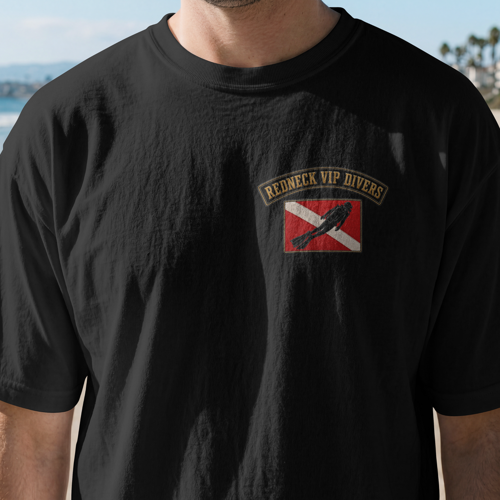 Redneck VIP Divers left chest front logo T-shirt mockup