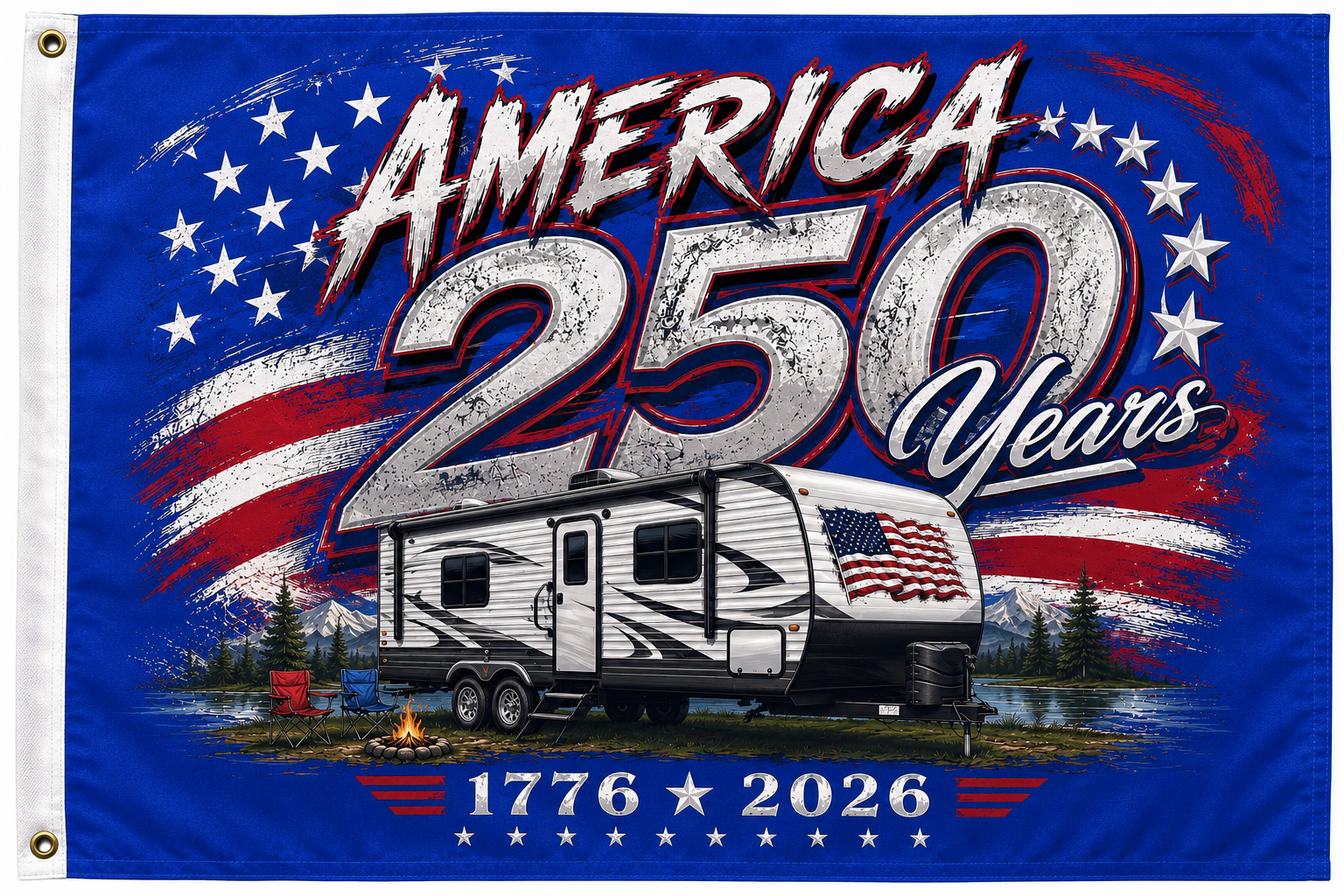 America 250th Boat & Camper Flag – 12" x 18" Double-Sided Patriotic 1776–2026 Flag