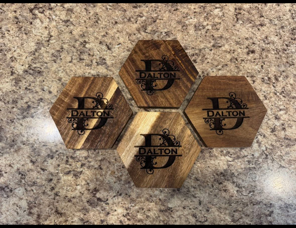 Personalized Wood Coasters Set of 4