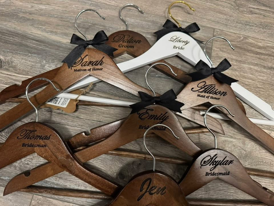 Custom Laser Engraved Wood Hangers | Personalized Wedding & Gift Hangers