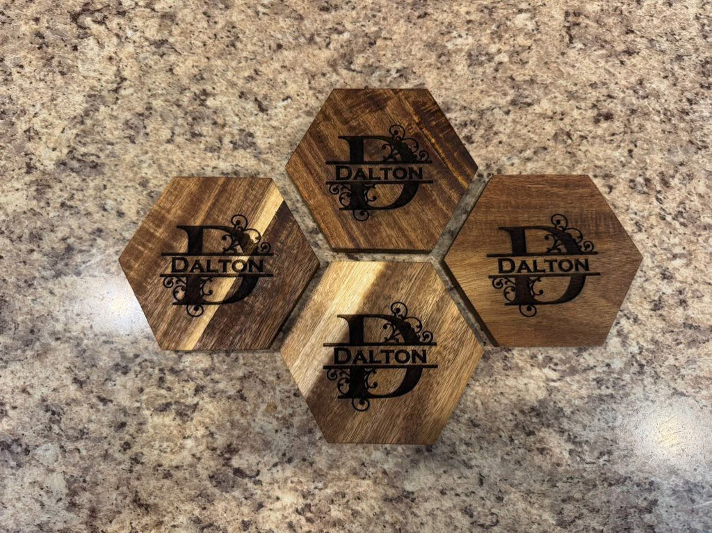 Personalized Wood Coasters Set of 4