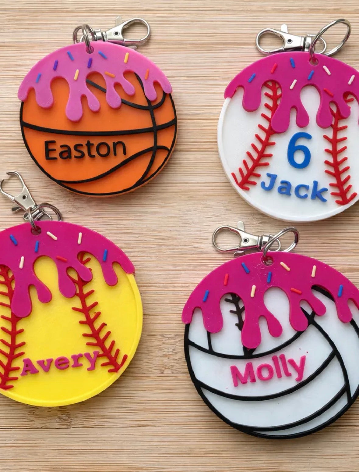 3D Printed Sports Bag Tags | Ice Cream Drip Design