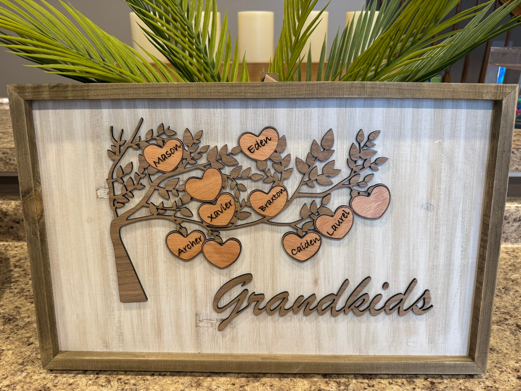 Personalized Laser Cut Wood Family Tree Sign | Kids or Grandkids Names