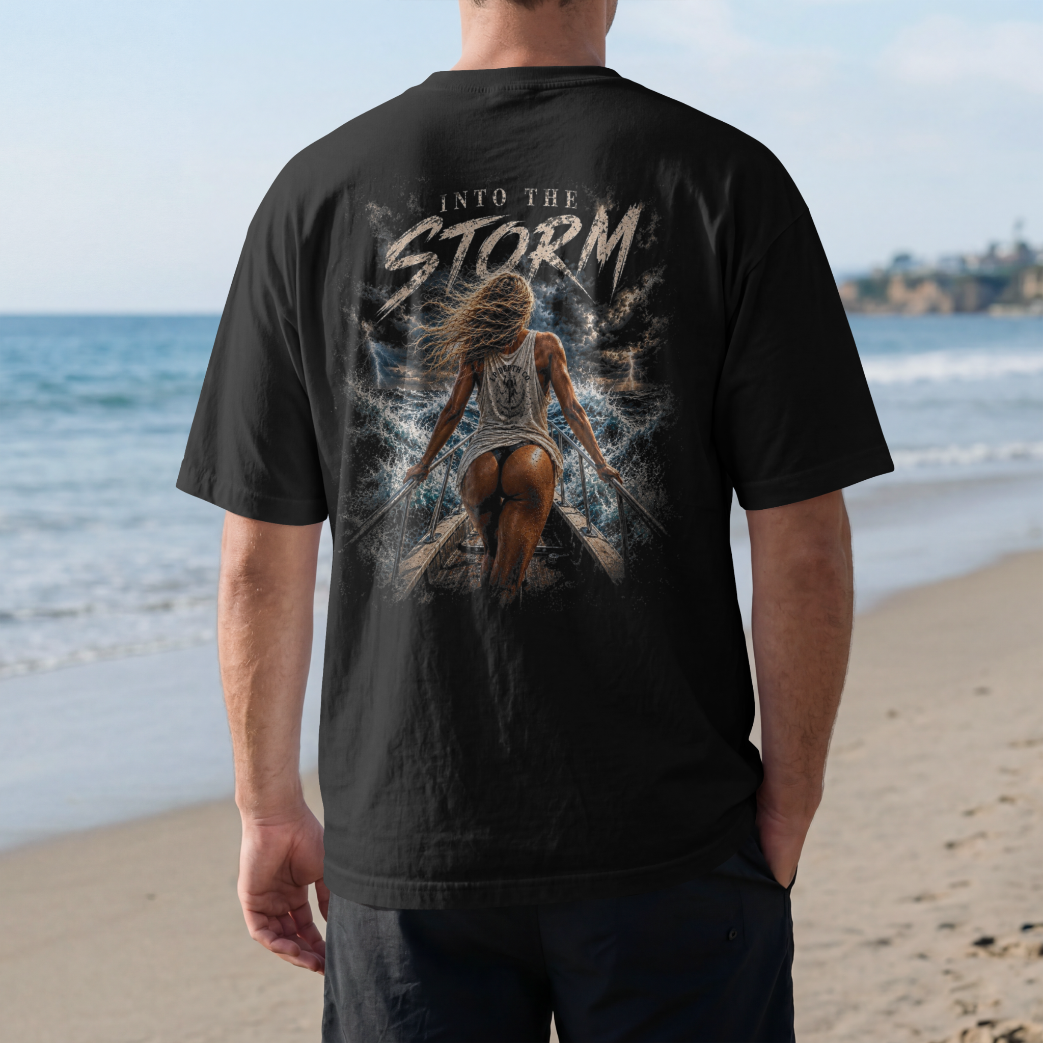 Into The Storm LP Depth Co back print T-shirt mockup