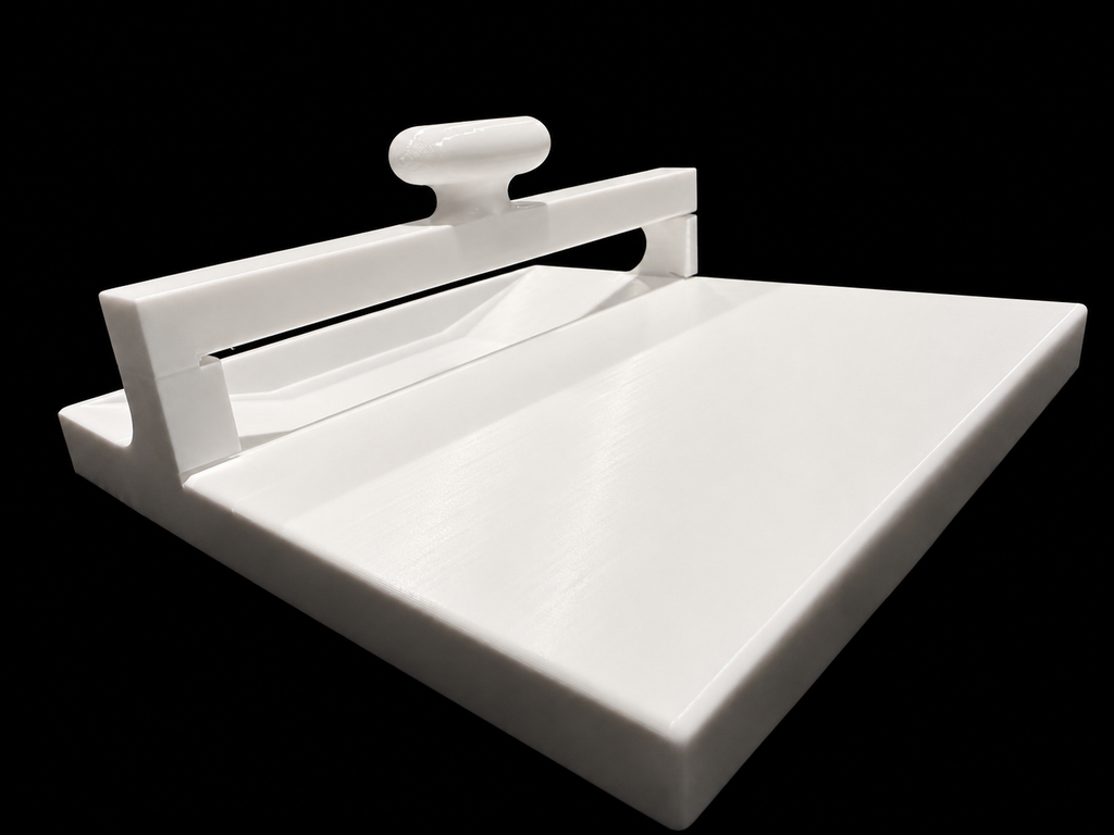 Grandma Kitty’s white 3D printed cookie grater tray made from PETG plastic