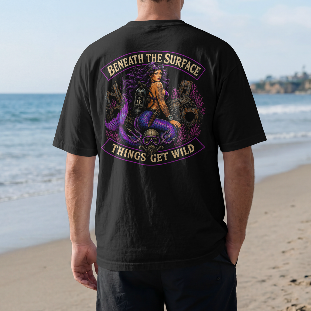 Beneath the Surface LP Depth Co back print T-shirt mockup