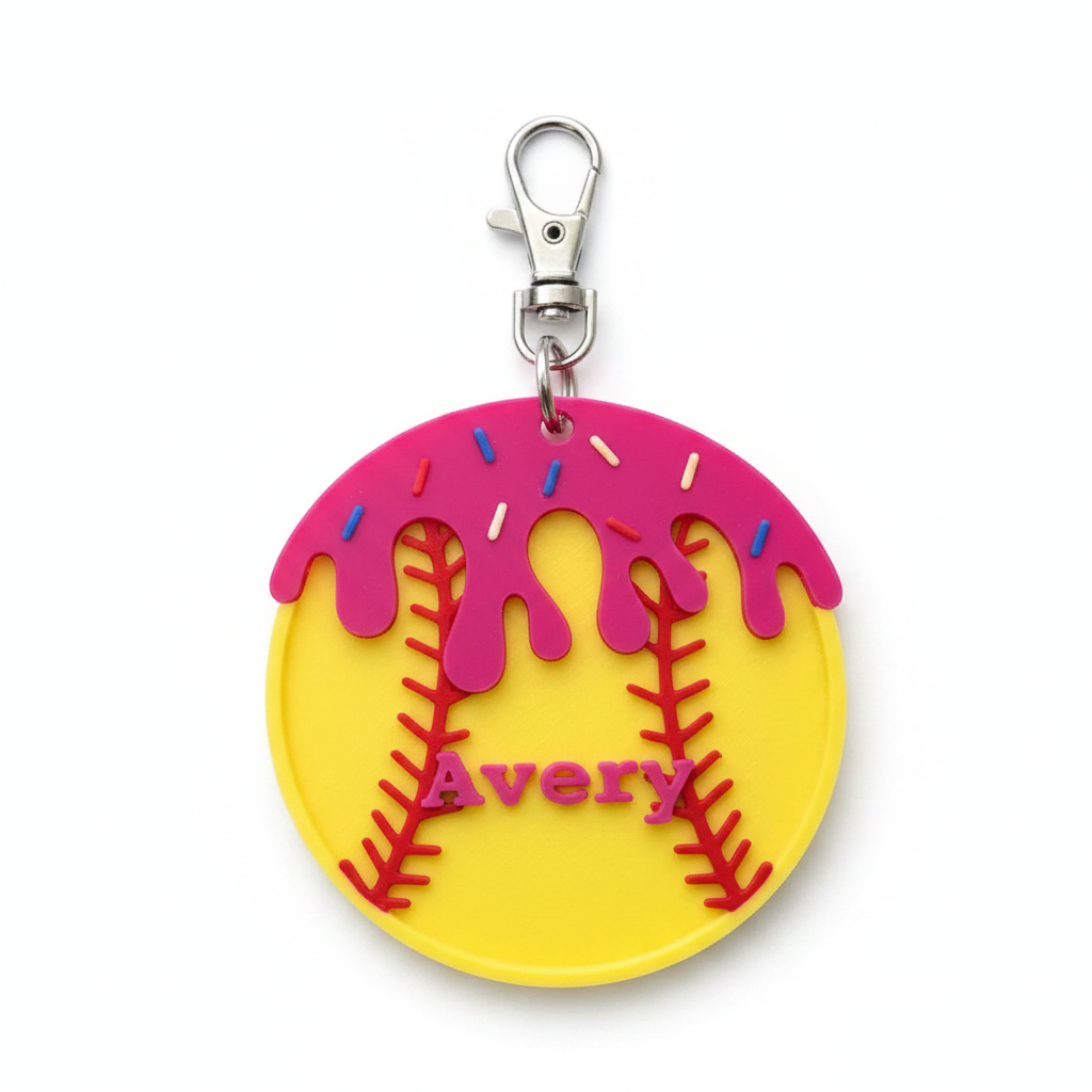 Softball Keychain - Avery