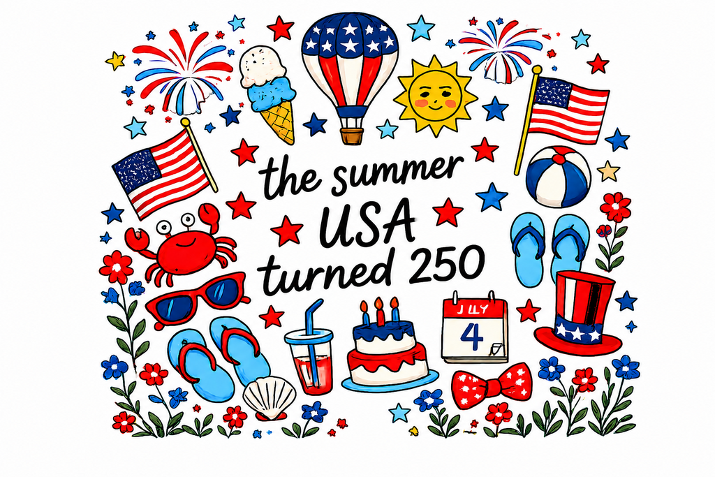 The Summer USA Turned 250 patriotic cotton t-shirt mockup on a woman holding a sparkler